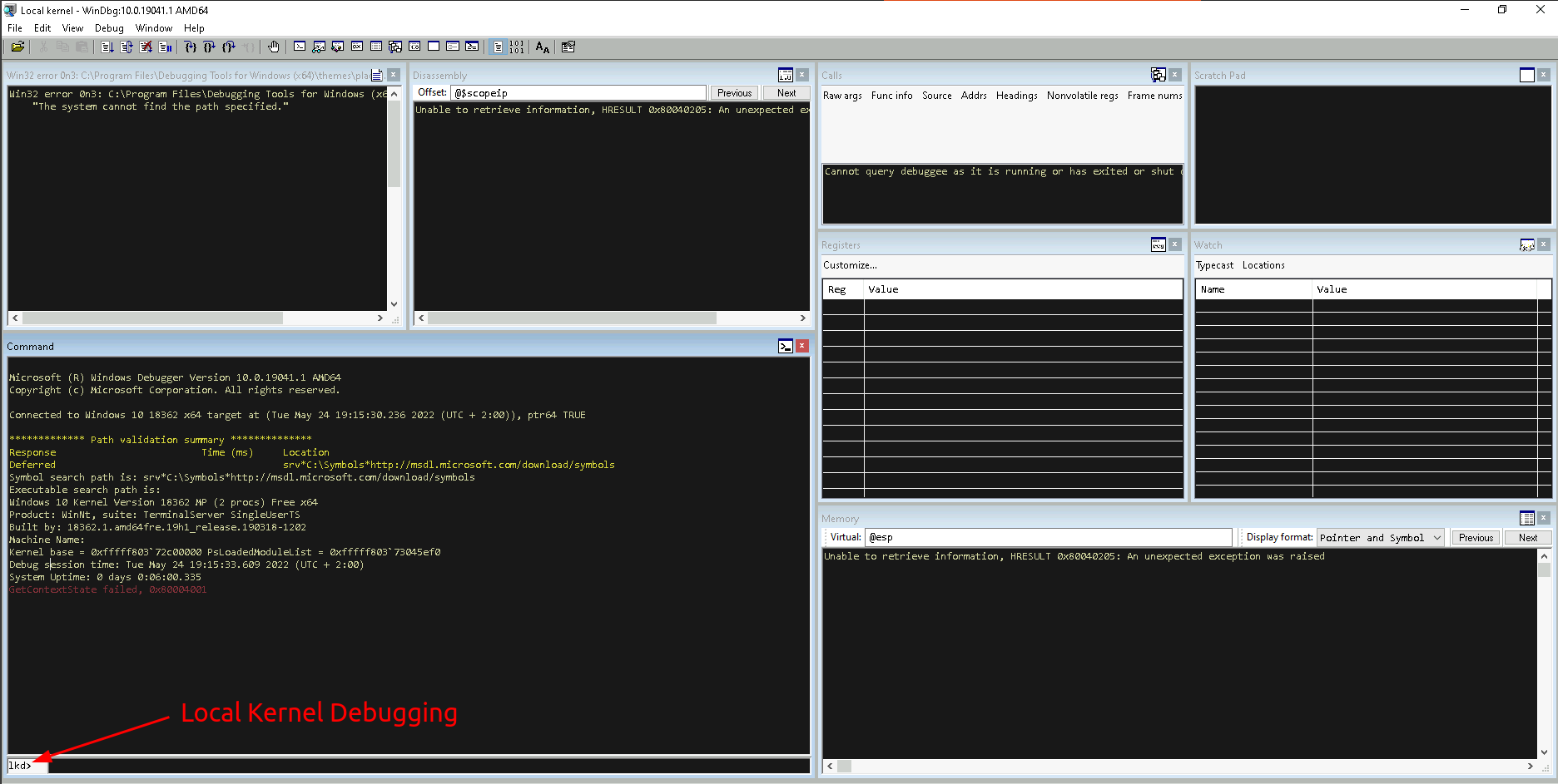 WinDbg Local Kernel Debugging